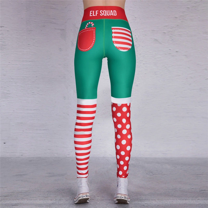 Christmas Print High Waist Hip Lift Fitness Yoga Pants Moisture Wicking Sweatpants